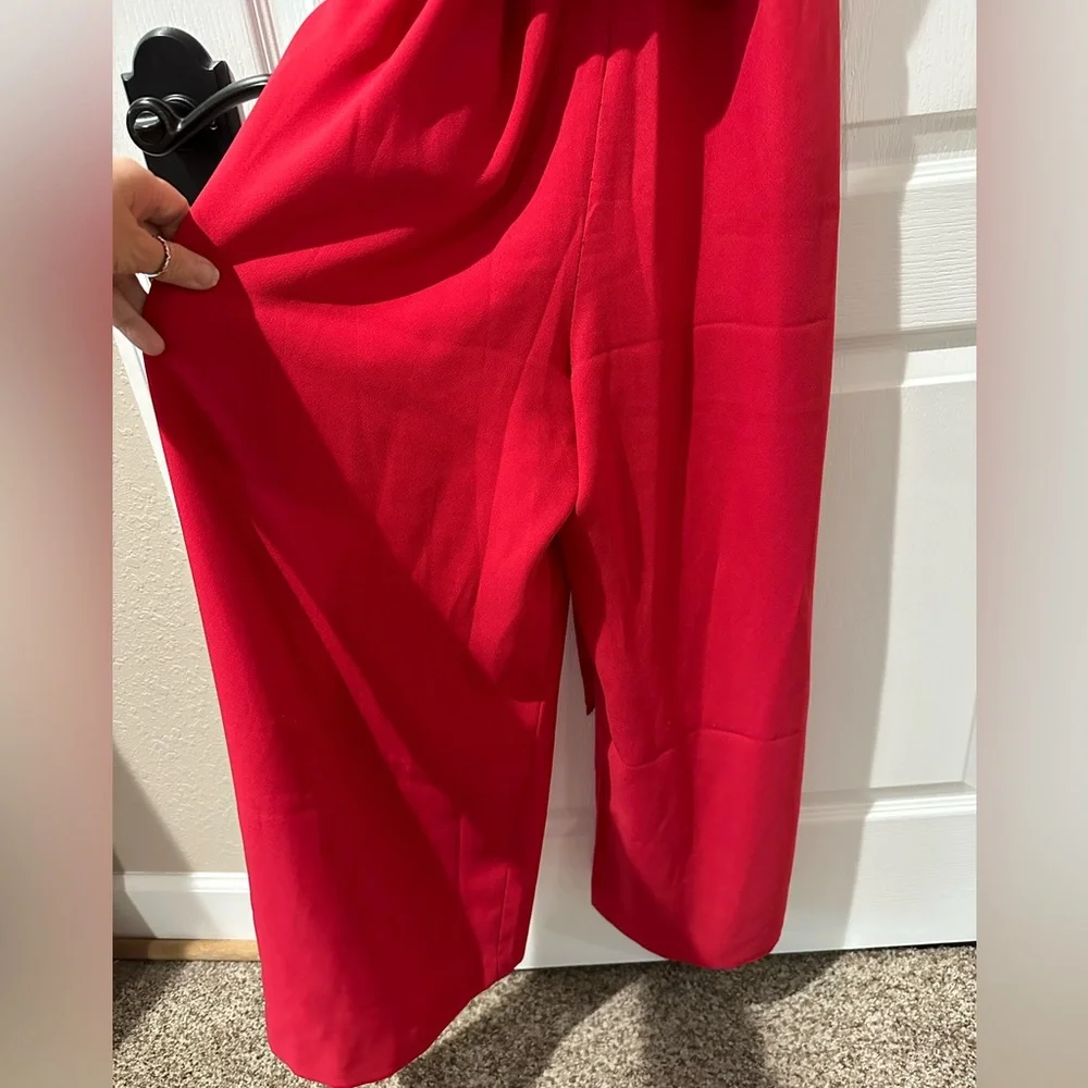 Boden Red V-Neck Cropped Jumpsuit